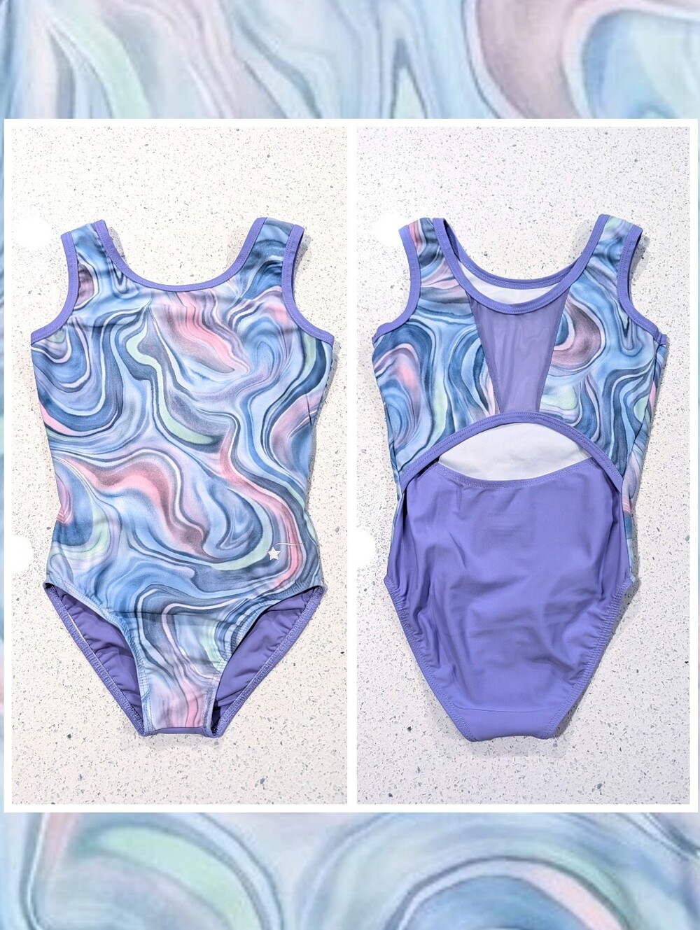 GREAT Destira Gymnastics Dance Leotard CM Medium ABSTRACT WaterColor DAYDREAM